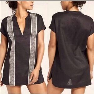Athleta black and white linen swim coverup​